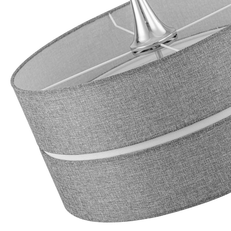 3-Light Chrome Drum Convertible Pendant or Flush Mount Light Fixture - Dia.19.69-in