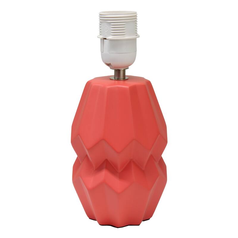 Geometric Ceramic Table Lamp with White Drum Shade - 19.5" - Orange