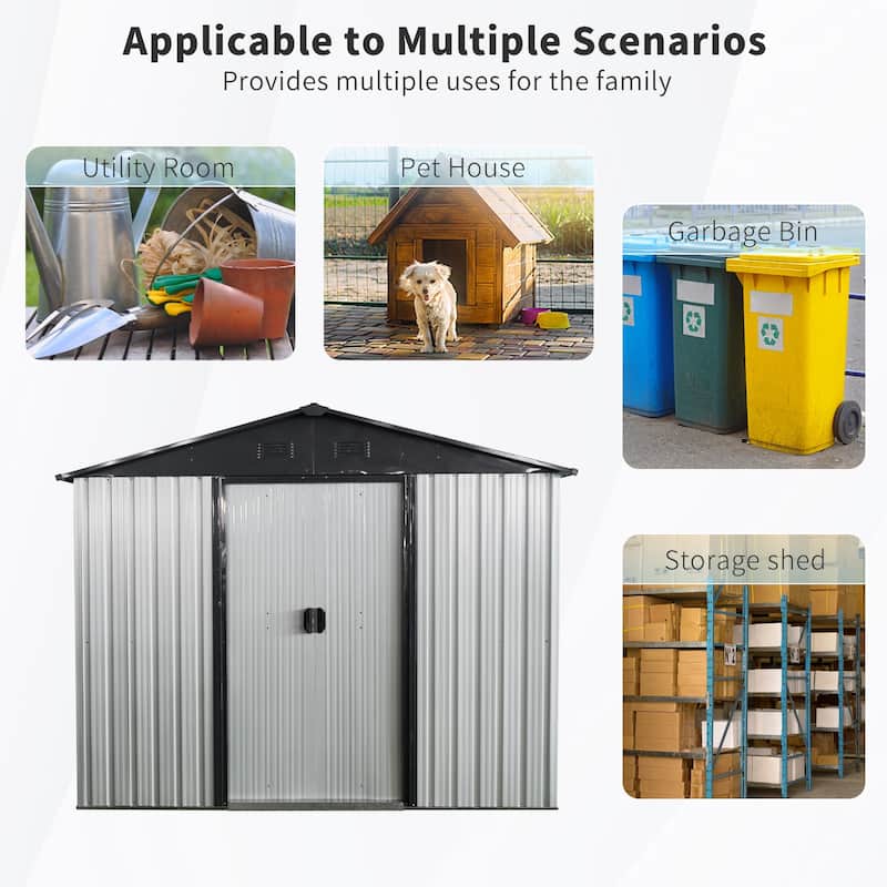 Waterproof Garden Shed Tool Shed Pet Shed Rust-resistant Metal Storage Shed with Lockable Sliding Door