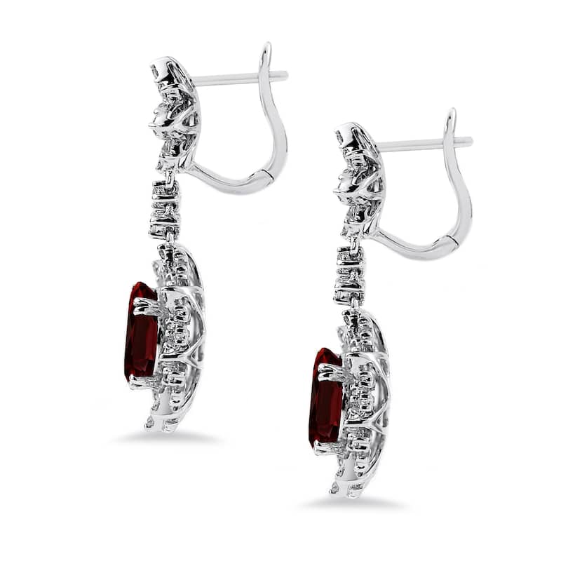 Auriya 5 5/8ct Fancy Oval-cut Garnet Halo Diamond Drop Earrings 1 3/4ctw 18k Gold