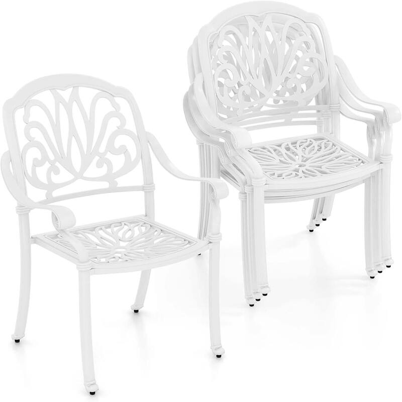 2/4-Pack Stackable Aluminum Patio Chairs w/ Armrests - 4pcs