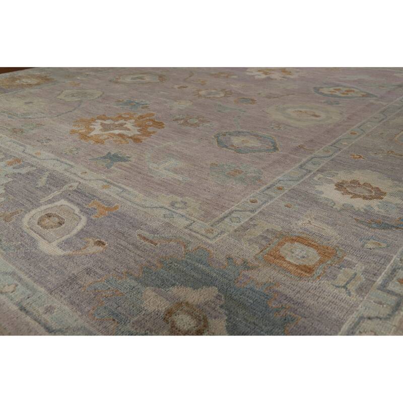 Hand Knotted Oriental 100% Wool Carpet Transitional All-Over Purples Oushak Area Rug - 9' 11'' X 8' 0''