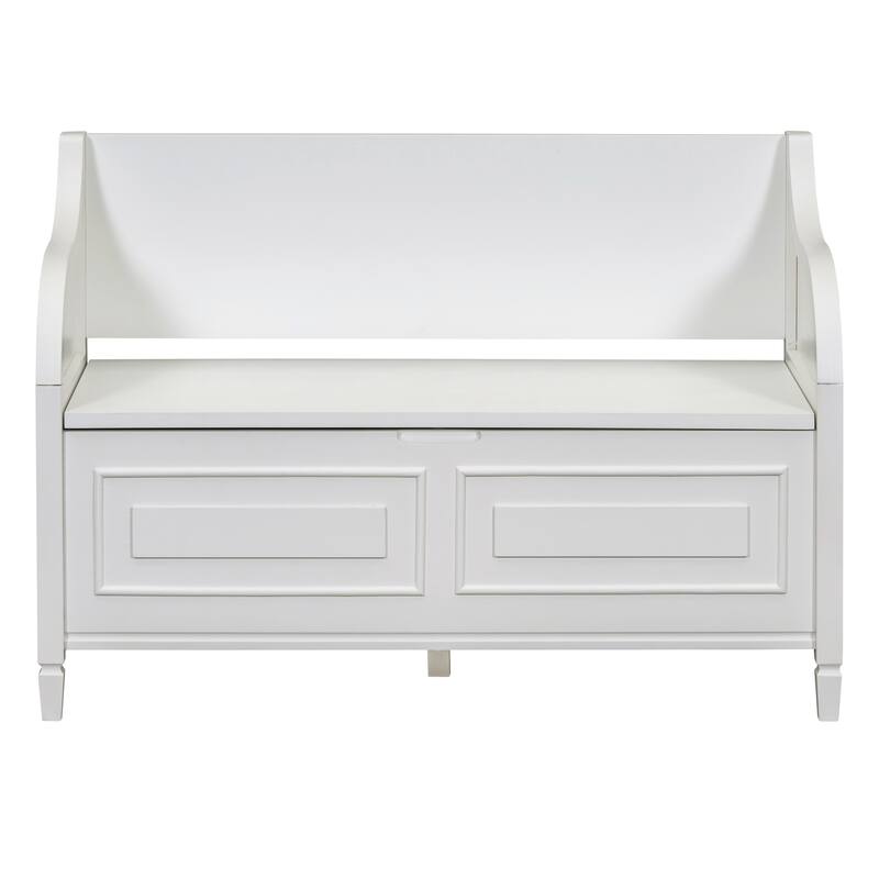 Rustic Charm Entryway Bench Solid Wood Storage with Safety Hinge