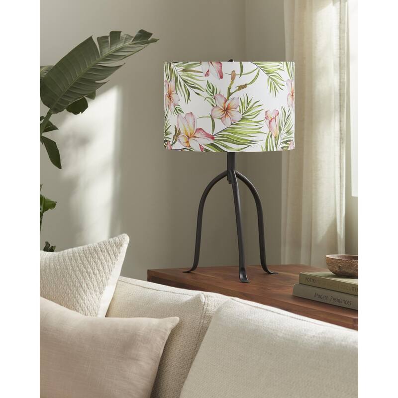 Livabliss Floriva Traditional Accent Table Lamp - 25"H x 15"W x 15"D - Pink/Green