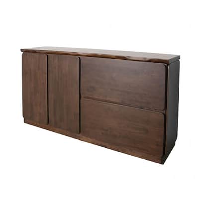 Vyva Sideboard Buffet Console, Walnut Brown Rubberwood, 71 Inch