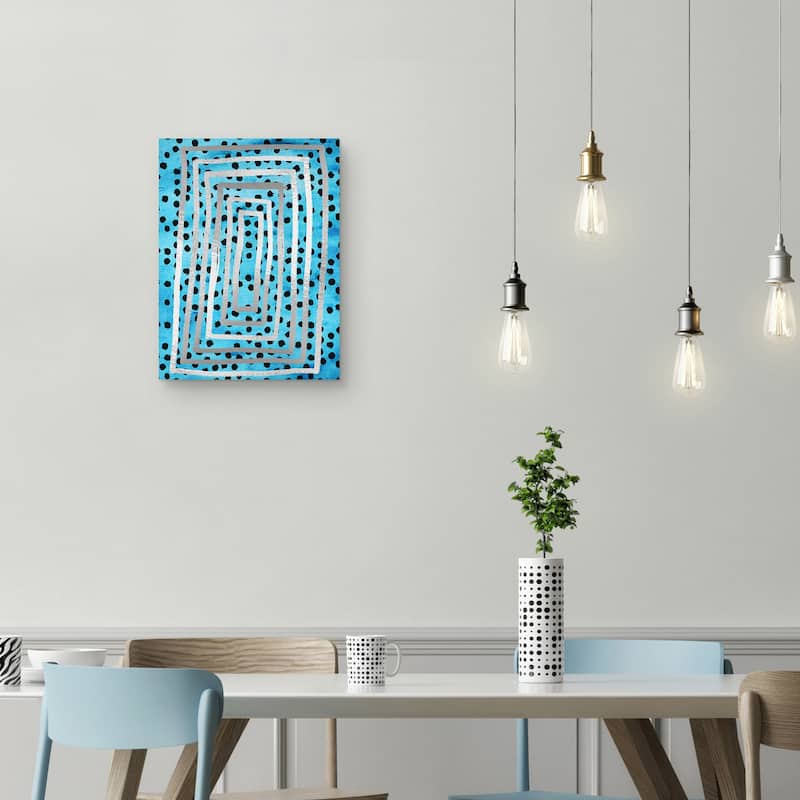 Dot Maze Blue Canvas Art Print