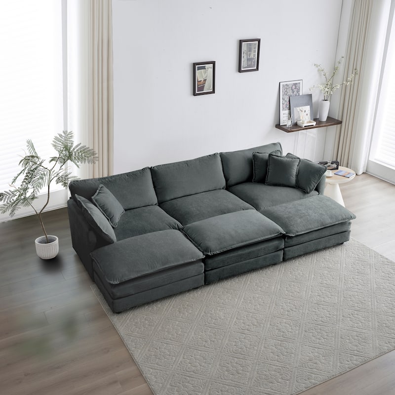 Cloud Chenille Upholstered Modular Sectional Sofa with DIY Combination Design