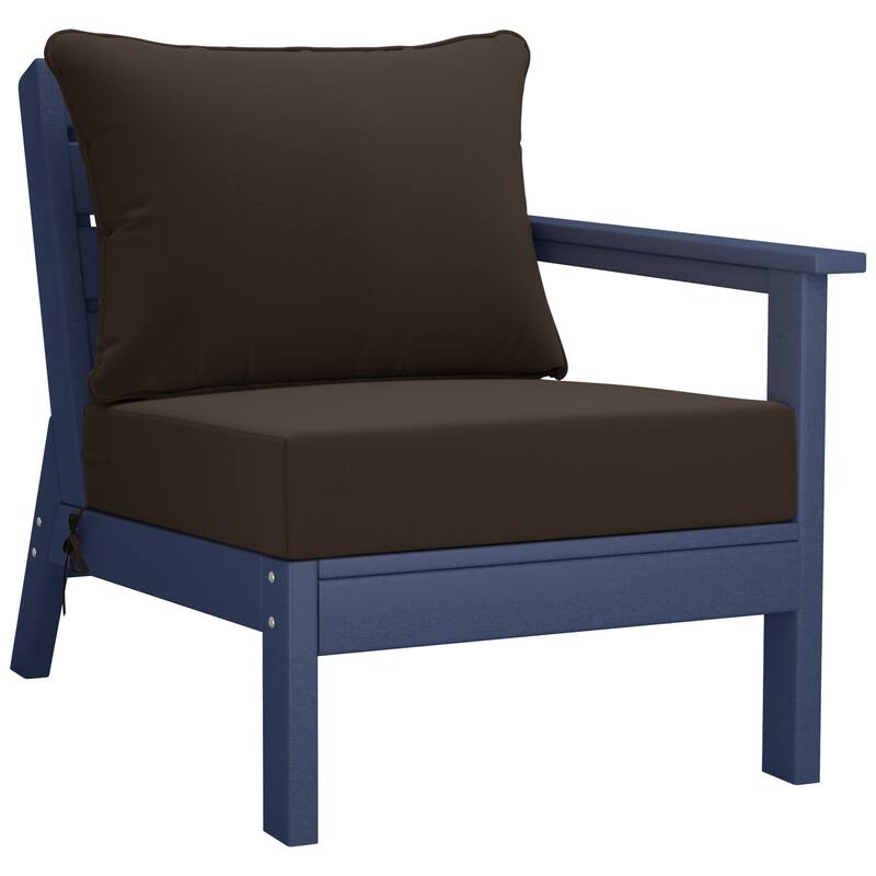 Polytrends Birchwood All Weather HDPE Outdoor Patio Deep Seating Navy Blue Sofa With Cushions (3-Piece)