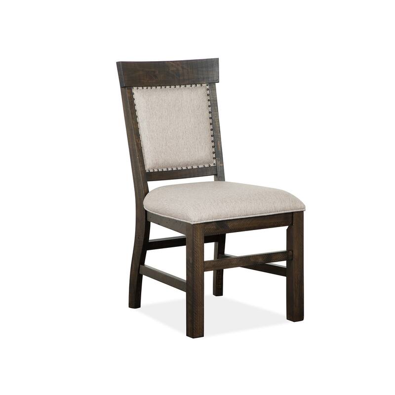 Magnussen Home Bellamy Peppercorn Upholstered Side Chair Two Pack - 20''W x 23.38''D x 38.5''H - 20''W x 23.38''D x 38.5''H - Set of 2 - Peppercorn - Dining Height