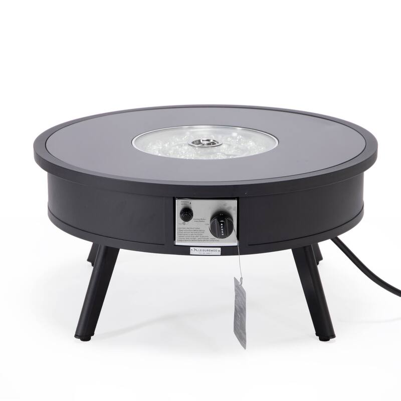 Leisuremod Walbrooke Modern Outdoor Patio Round Fire Pit Table for Porch Backyard Deck - 29