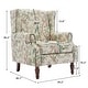 preview thumbnail 49 of 85, 2 Set Transitional Patterned Wingback Accent Chairs with NailHead