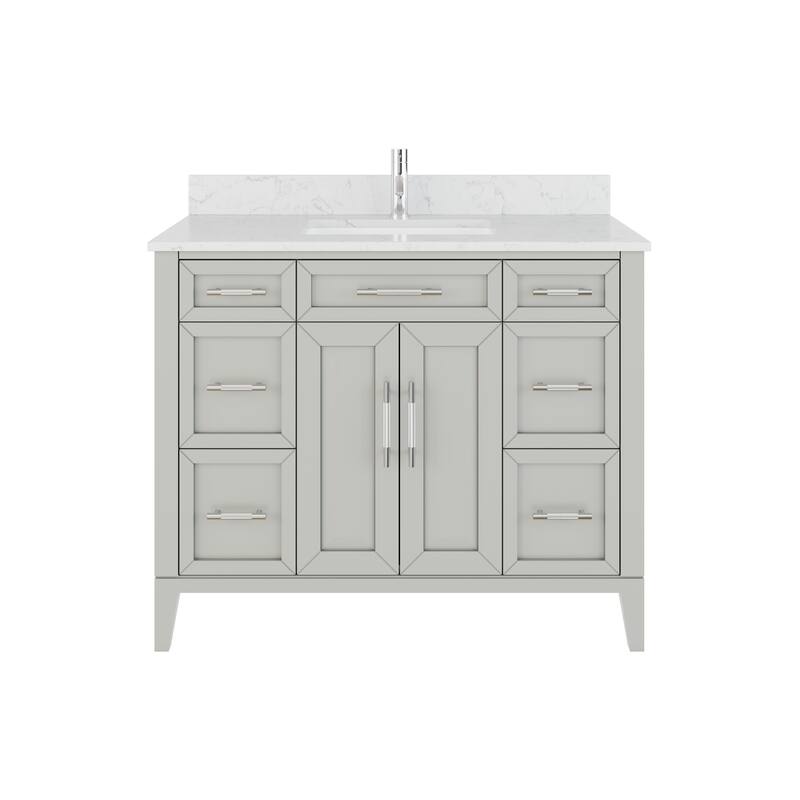 Jackson 42-inch Single Bathroom Vanity with Engineered Stone Top and Drawer Organizer