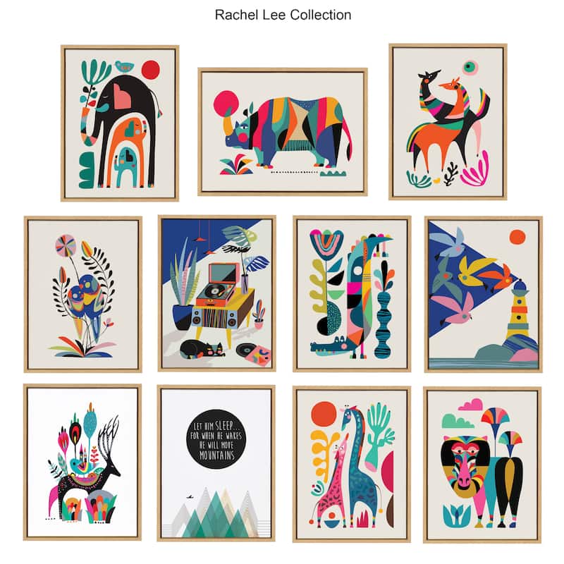 Kate and Laurel Sylvie Rhinoceros Framed Canvas by Rachel Lee