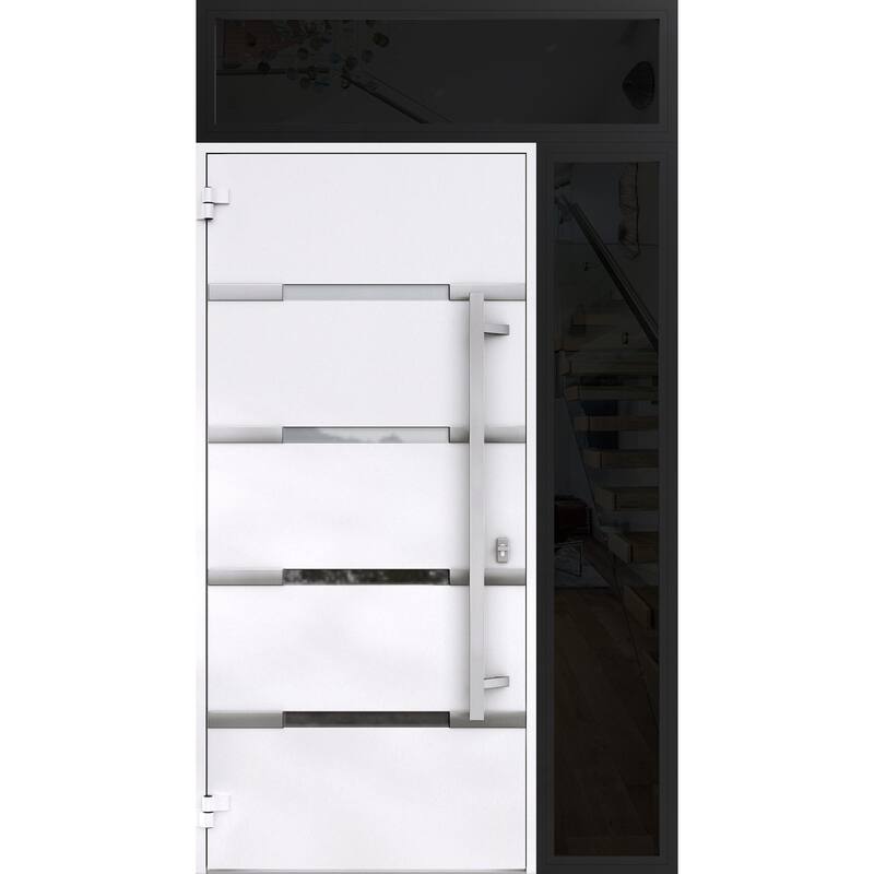 Front Prehung Steel Door 1105 Black Enamel Stainless Inserts W36xH80 Lh I