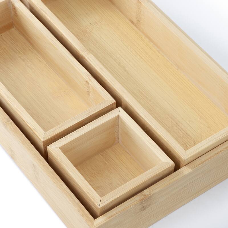 MegaChef 4 Piece Bamboo Storage and Organization Trays