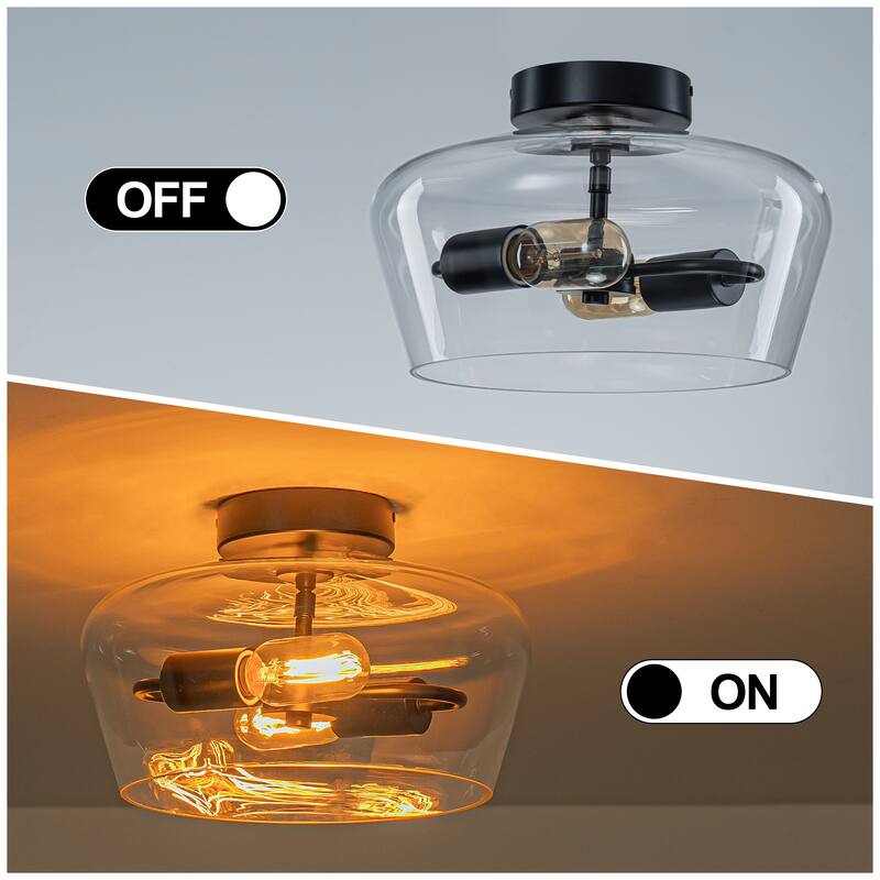 Starsky 2-Light Contemporary Drum Glass Semi Flush Mount