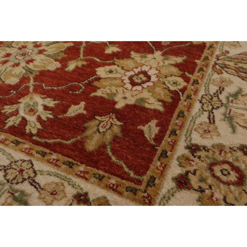 Agra Traditional Botanical 5'10''x8'8'' Hand Knotted New Zealand Wool Burnt Orange Rug - 5' 10'' x 8' 8''