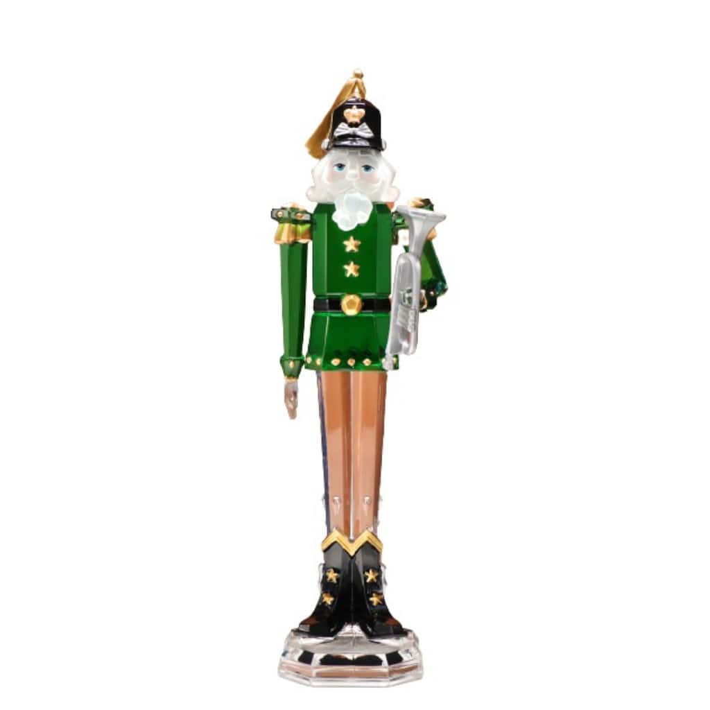 Set of 3 Trumpeter Christmas Nutcracker - 12" - Green and Clear