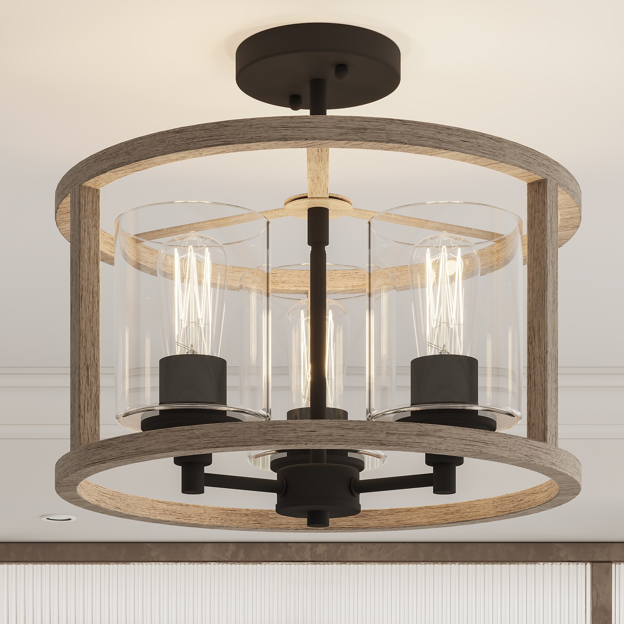 Moulins 3 light Modern Farmhouse Semi Flush Mount Ceiling Lights