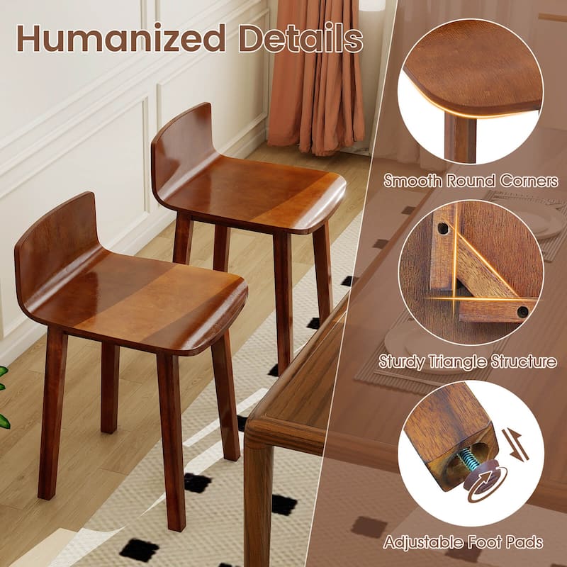 Costway Dining Chairs Set of 2/4 with Acacia Wood Legs Curved Seat & - See Details