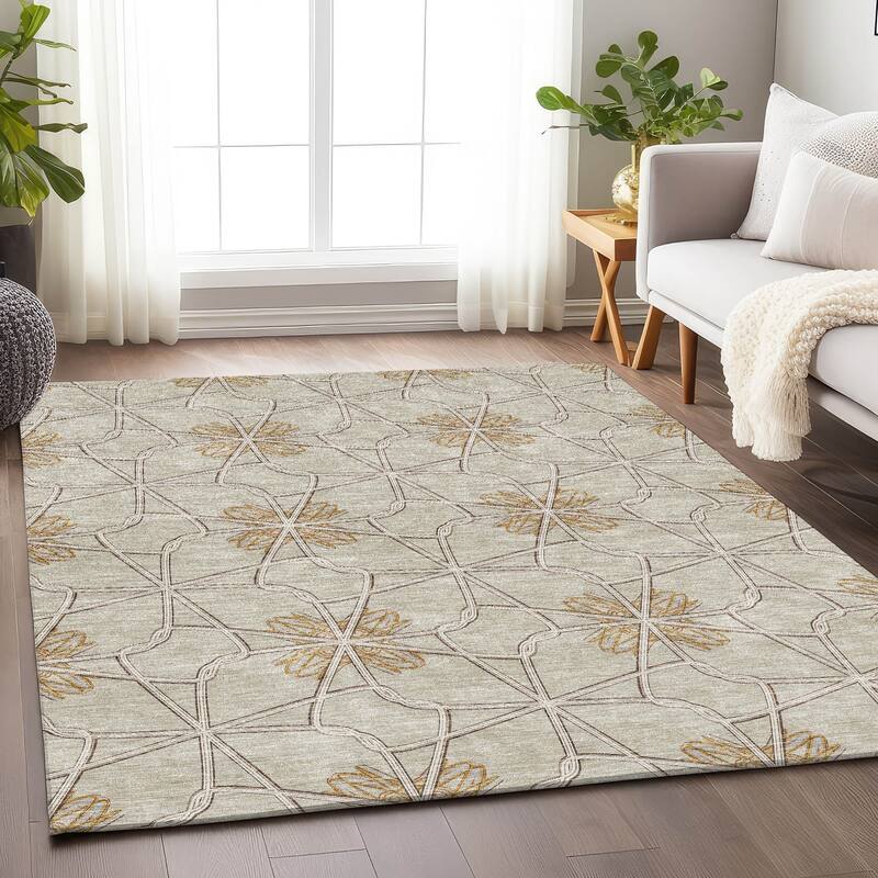 Premium Washable Super Soft Contemporary Tangle Mayfield Rug - Ivory - 5' x 7'6"