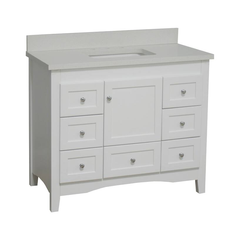 KitchenBathCollection Abbey 42" Bathroom Vanity with Quartz Top