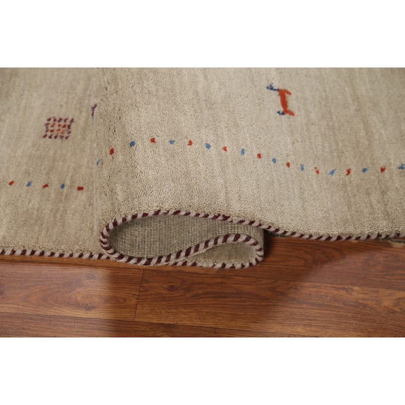Tribal Gabbeh Oriental Area Rug Hand-Knotted Modern Wool Carpet - 4'7"x 6'5"