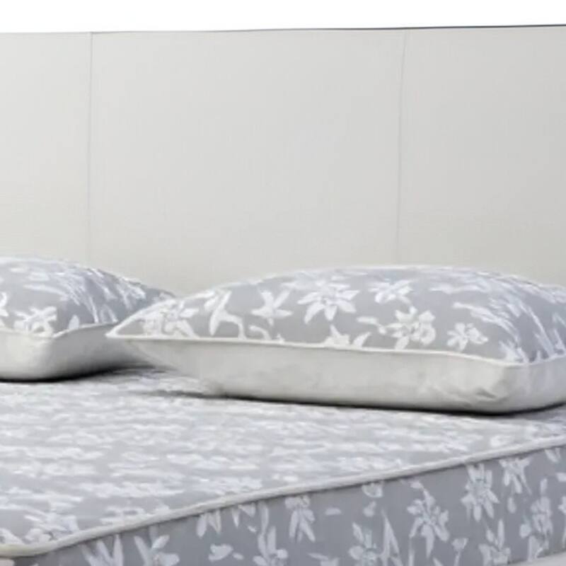 HomeRoots King White Upholstered Faux Leather Bed With USB