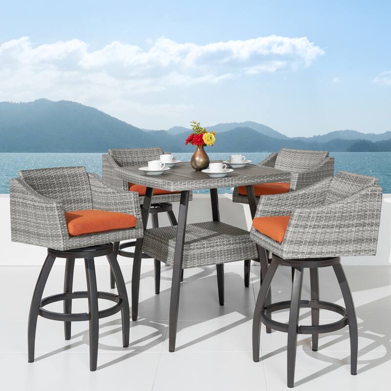 Cannes 5 Piece Sunbrella Outdoor Patio Barstool Set