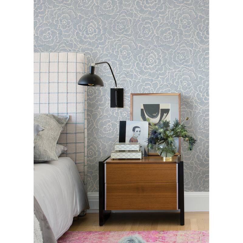 A-Street Prints Periwinkle Blue Textured Floral Wallpaper