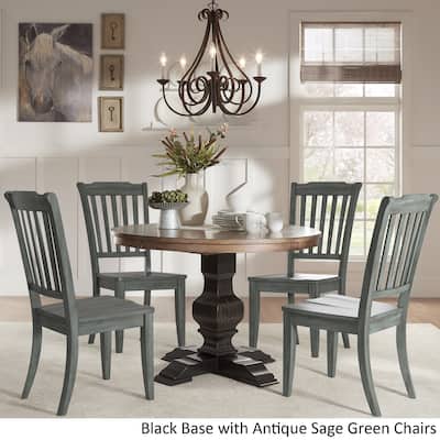 Eleanor Black Round Solid Wood Top 5-Piece Dining Set - Slat Back by iNSPIRE Q Classic