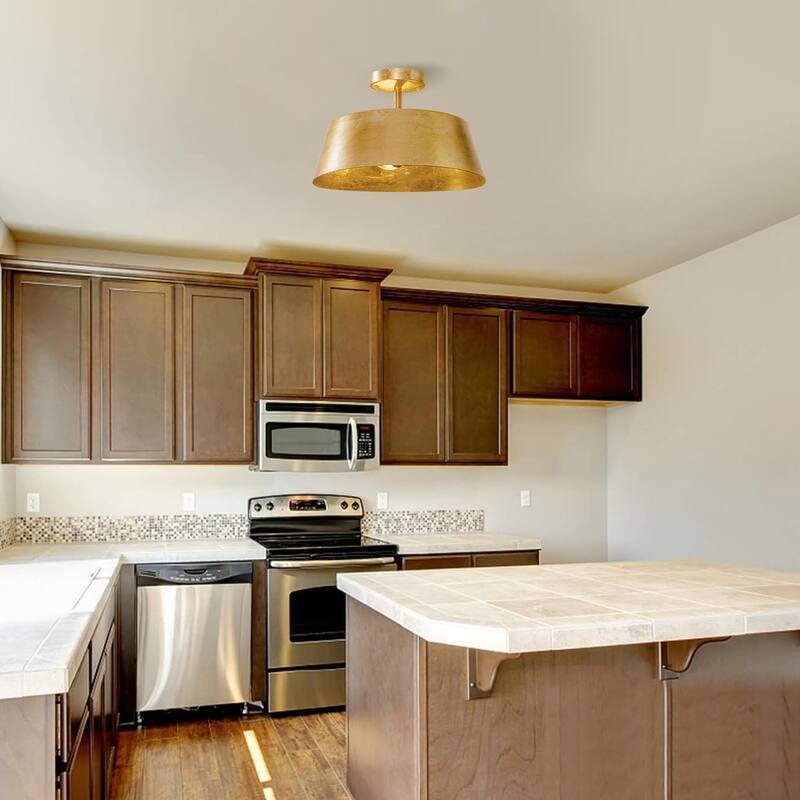 3-Light Vintage Dimmable Gold Modern Urban Drum Semi-Flush Ceiling Light