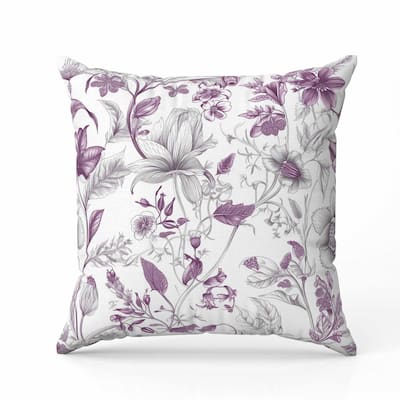 Garden Grace Gala Faux Suede Reversible Throw Pillow White and Purple