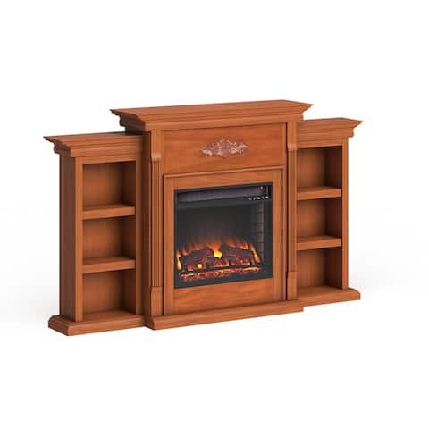SEI Furniture Jennifer 70-inch Glazed Pine Electric Fireplace