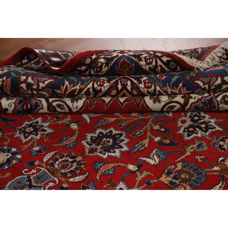 Hand Knotted Oriental 100% Wool Carpet Traditional Floral Red Isfahan Area Rug - 16' 3'' X 10' 5''
