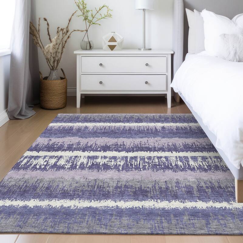 Machine Washable Indoor/ Outdoor Abstract Ombre Chantille Rug