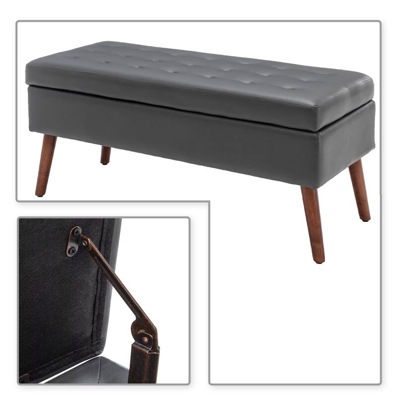Modern Stylish Upholstered Storage Bench with Flip Top