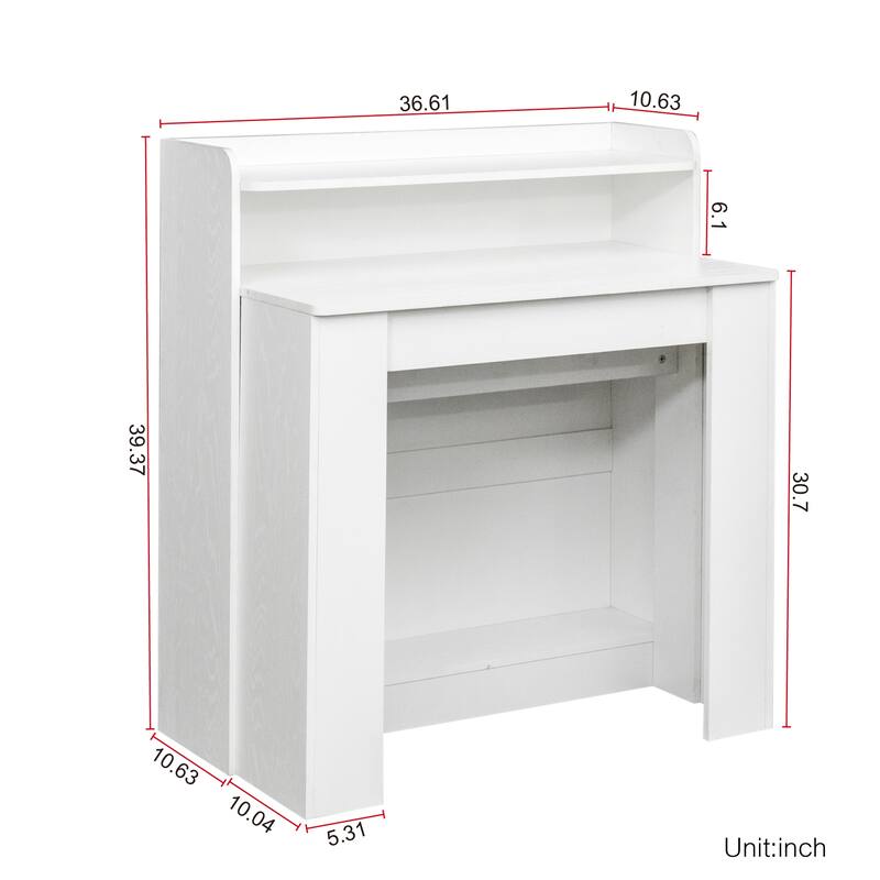 Roomfitters Modern Extendable Dining Table with Storage, Space-Saving Convertible Table