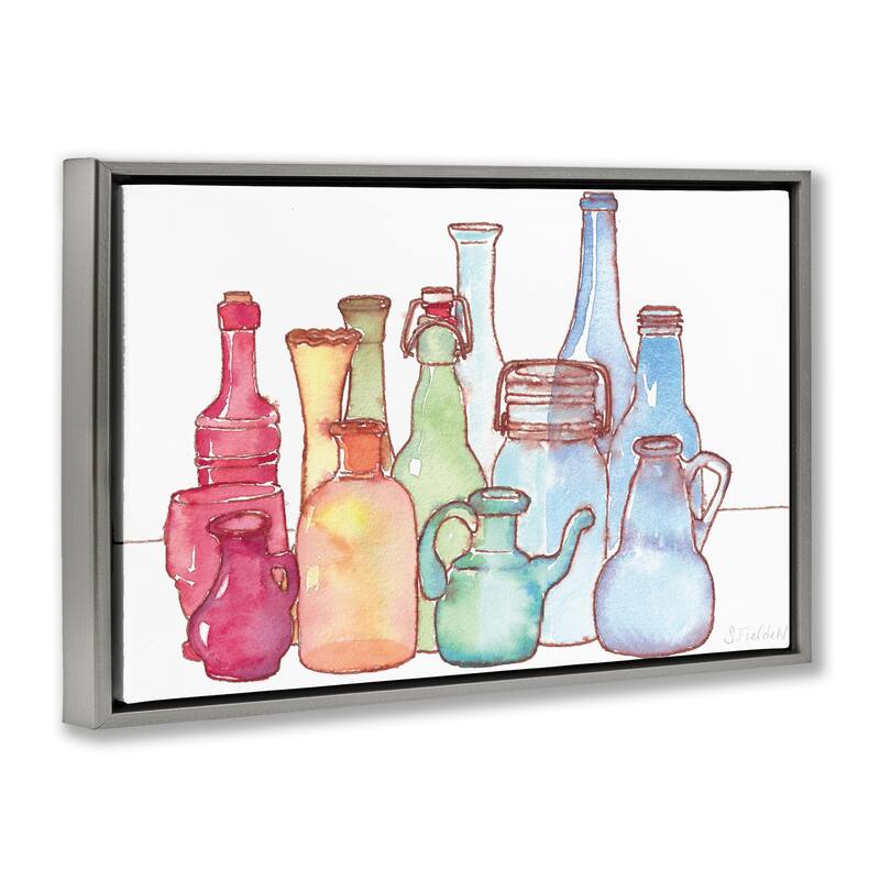 Stupell Colorful Vases Collection Framed Floater Canvas Wall Art Design By Stephanie Fielden