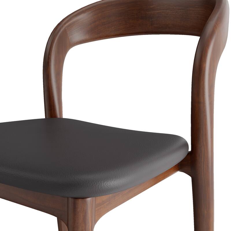 Premium Solid Wood Dining Chairs - Set Of 2 Mid-Century Modern Kitchen Chairs With Black Cushions