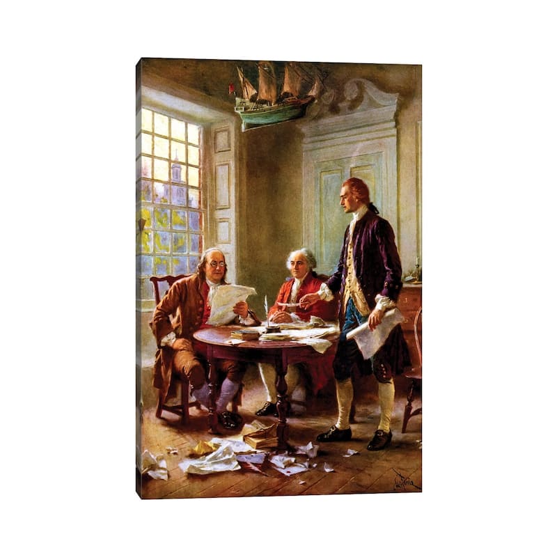 iCanvas "Restored Vector Painting Of The Writing Of The Declaration Of Independence" by John Parrot Canvas Print