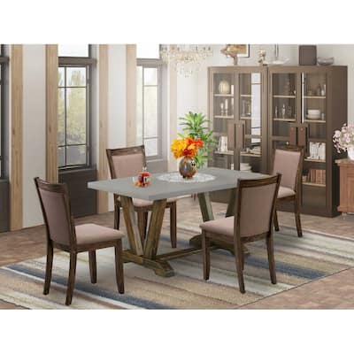 HomeStock 5-Piece Distressed Jacobean Finish Solid Wood Top Dining table with 4-Chairs