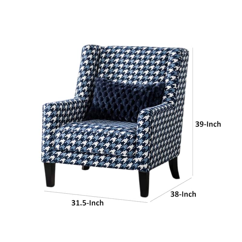 Colin Accent Club Chair, Throw Pillow, Gray Blue Houndstooth Polyester