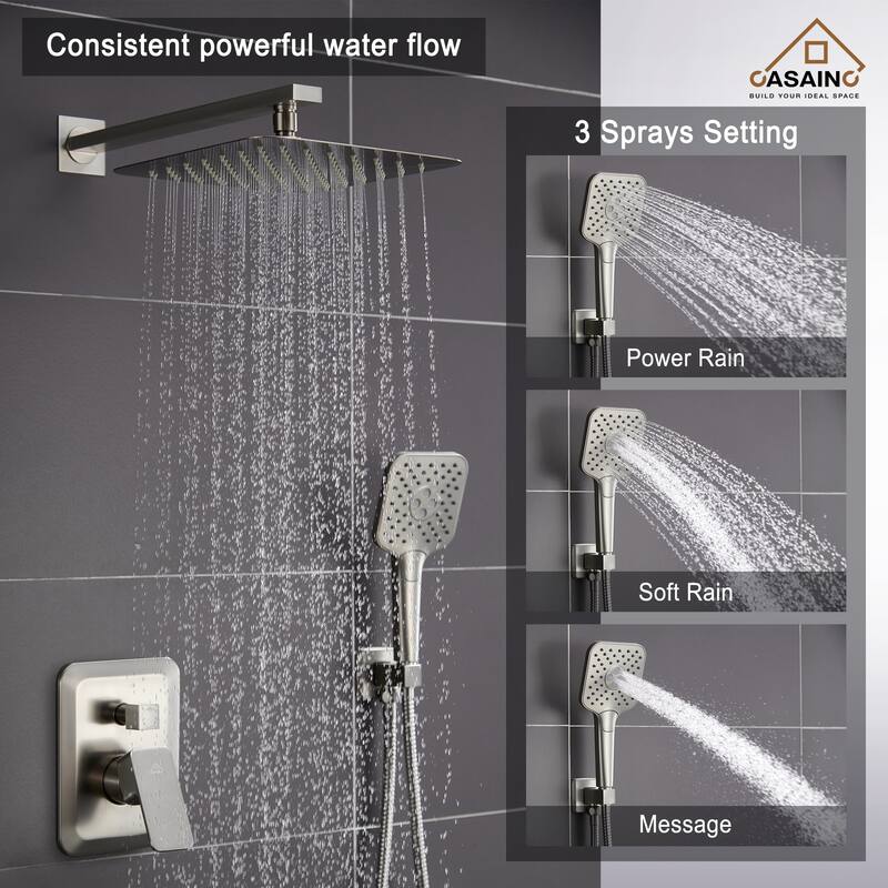 Wall-mounted rain shower faucet with pressure balanced valve