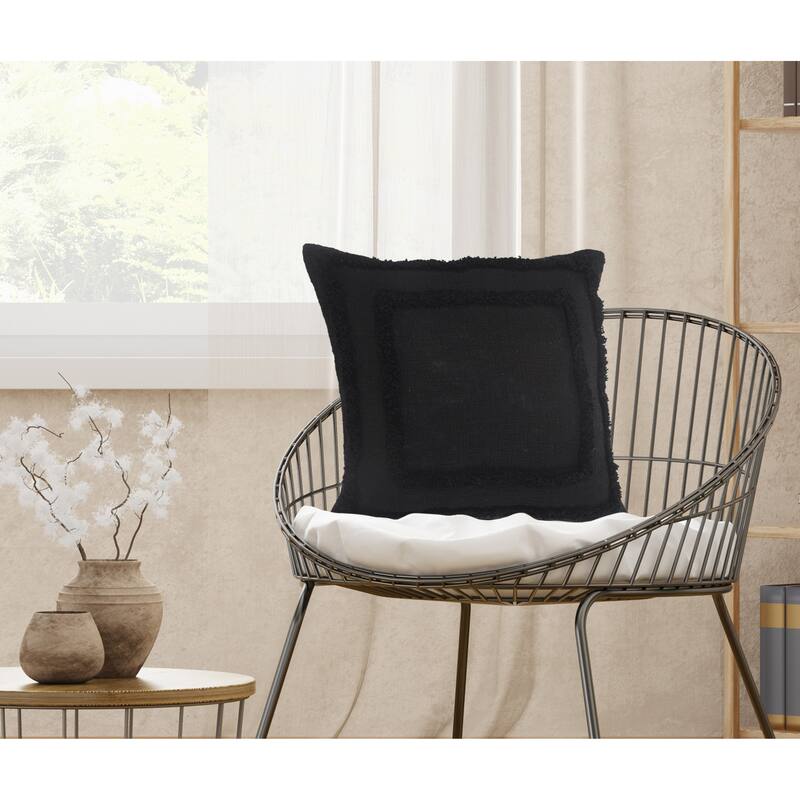 Sevita Modern Tufted Solid Black Throw Pillow - 20" x 20" - Polyester
