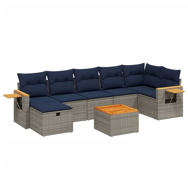 vidaXL Patio Sofa Set with Cushions Outdoor Conversation Furniture Poly Rattan - 24.4" x 24.4" x 27.2"