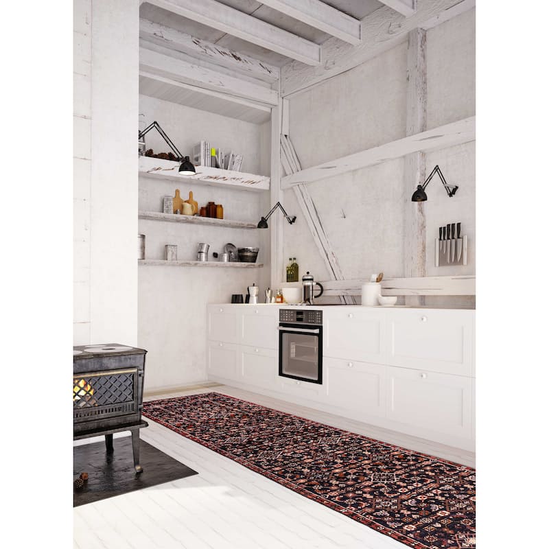 ECARPETGALLERY Hand-knotted Andelz Navy Wool Rug - 2'6 x 11'9