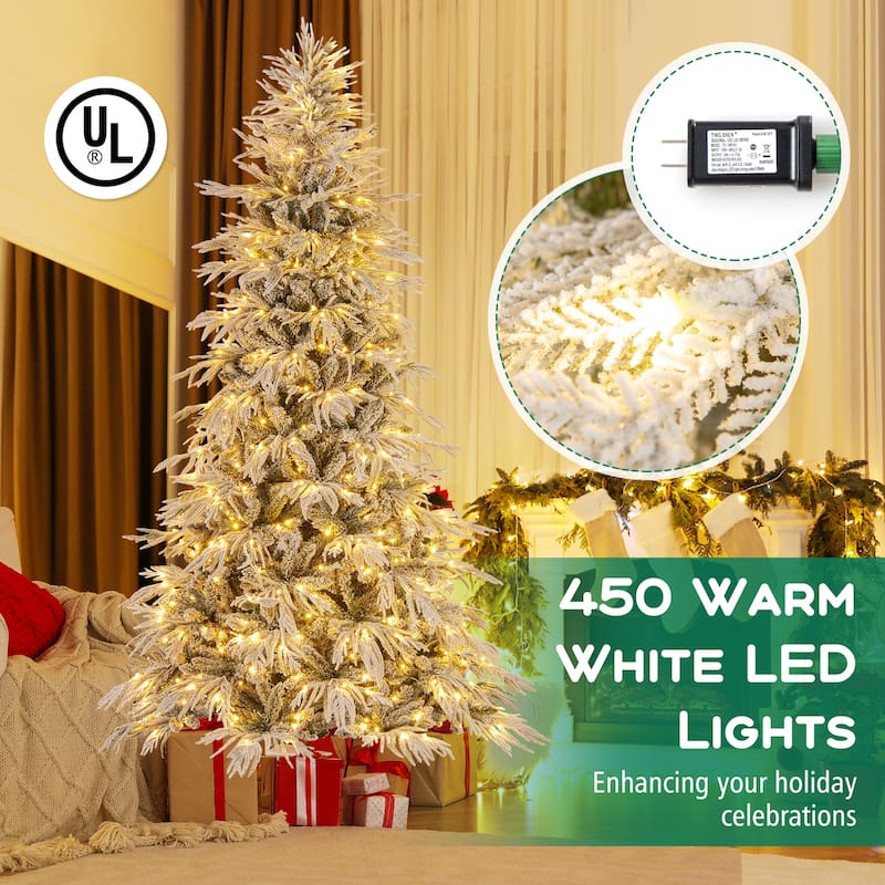 Costway 6/7/8 FT Artificial Christmas Tree with 820 PE PVC Branch Tips - Green & White - See Details