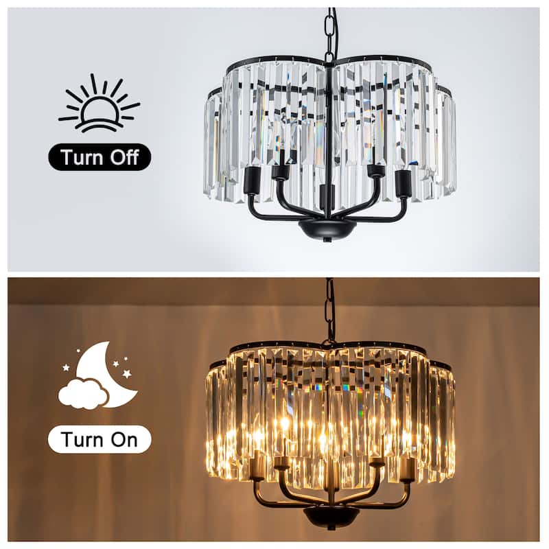 Starsky Modern Luxury Flower-Shaped 5-Light Crystal Chandelier