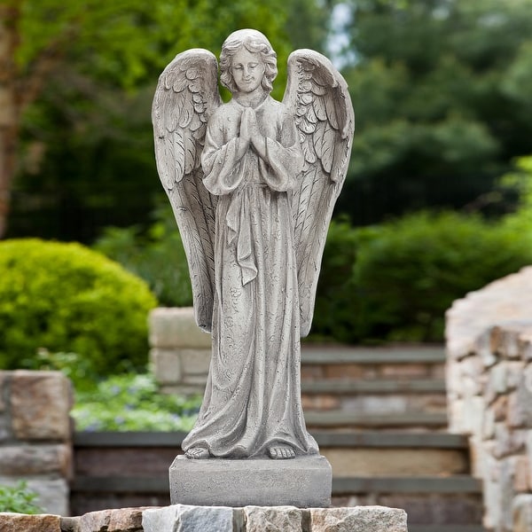 slide 2 of 12, Light Grey Resin Praying Angel Garden Statue